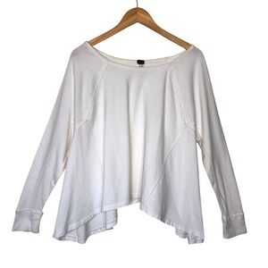 We The Free Small White Long Sleeve Cropped Pullover Sweatshirt Top